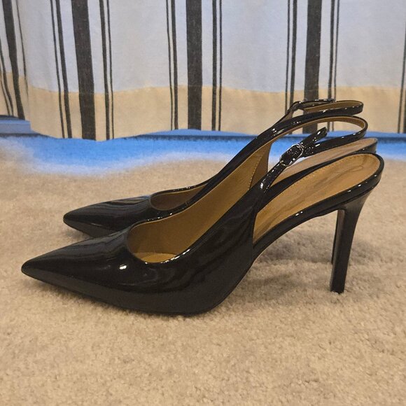 Sam Edelman Hazel Sling Black Patent Slingback Pumps 13 - Picture 2 of 7